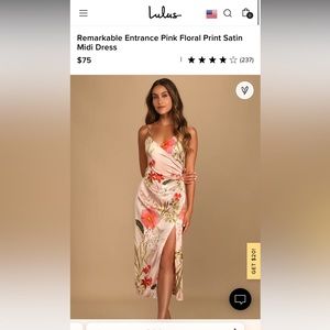 Pink Floral Print Satin Dress